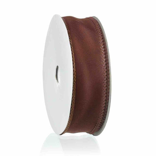 Organza Ribbon, 25mm, Brown, 20 yards