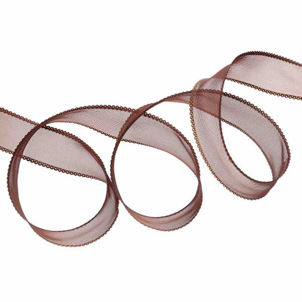 Organza Ribbon, 25mm, Brown, 20 yards