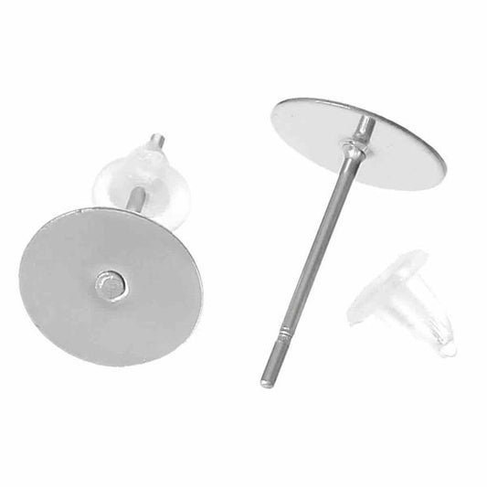 Stainless Steel Earring Post, 12 x 8mm, 100 pairs - comes with backs