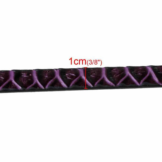 Leather Flat Cord, Purple Snake Pattern, 100cm x 1cm, 1pc