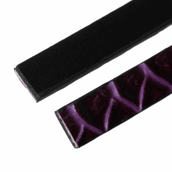 Leather Flat Cord, Purple Snake Pattern, 100cm x 1cm, 1pc
