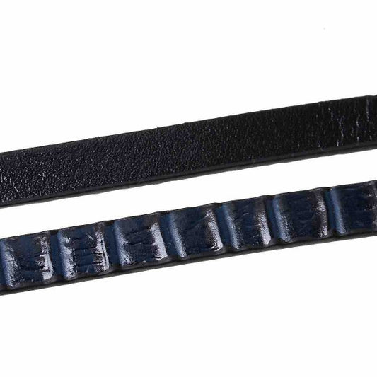Leather Flat Cord, Navy Pattern, 100cm x 1cm, 1pc