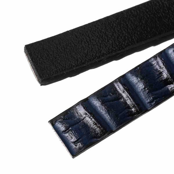 Leather Flat Cord, Navy Pattern, 100cm x 1cm, 1pc