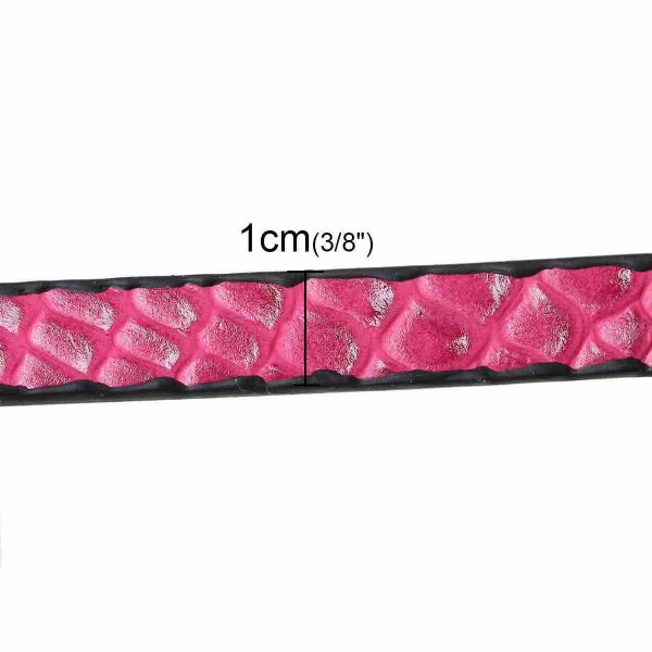 Leather Flat Cord, Fuchsia Pattern, 100cm x 1cm, 1pc