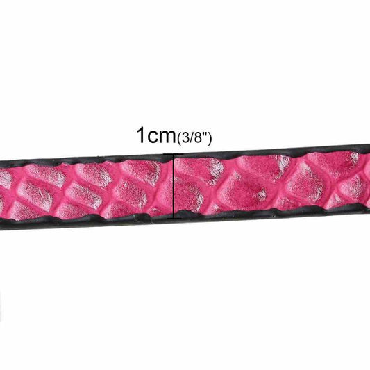 Leather Flat Cord, Fuchsia Pattern, 100cm x 1cm, 1pc