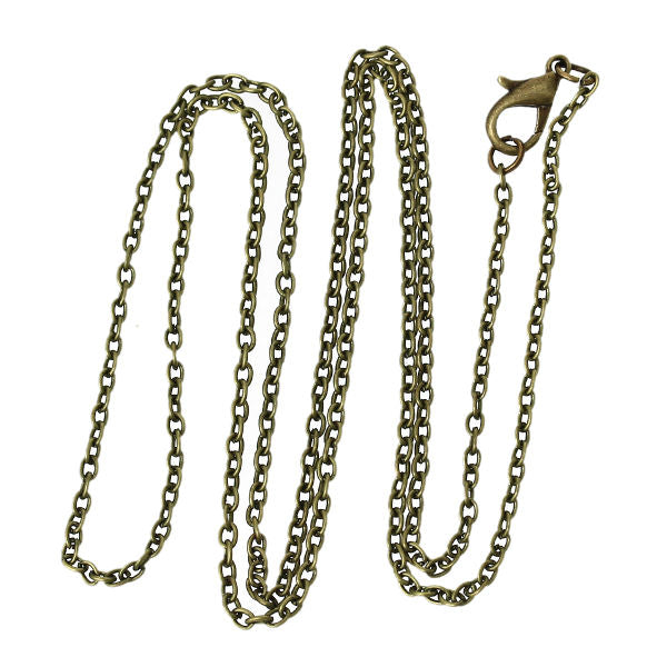 Antique Bronze Cable Chains, lobster clasp, 77cm (30 inches) 12 pcs