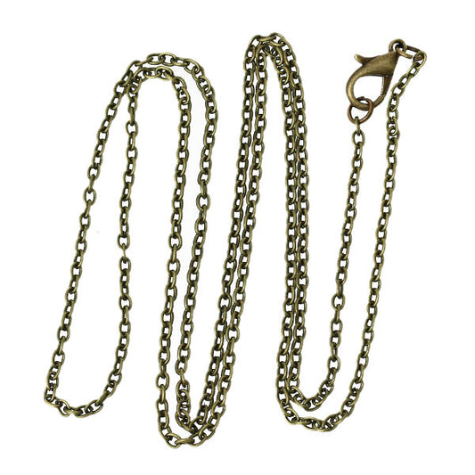 Antique Bronze Cable Chains, lobster clasp, 77cm (30 inches) 12 pcs