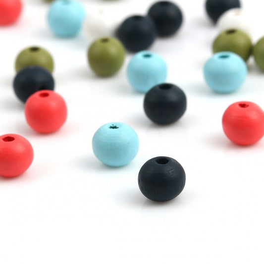 Wooden Beads Round, 8mm, Mixed, 500pcs