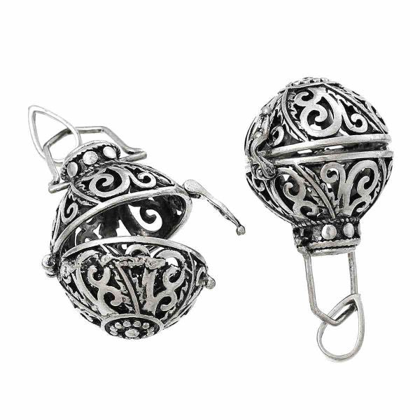Antique Silver, Ornate Wish Box Pendant, 4.0cm x 24.0mm, 2 pcs