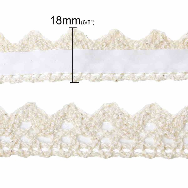 Fabric Lace Trim, Adhesive Tape, Off White, 18mm, 1 metre