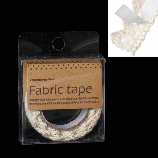 Fabric Lace Trim, Adhesive Tape, Off White, 18mm, 1 metre