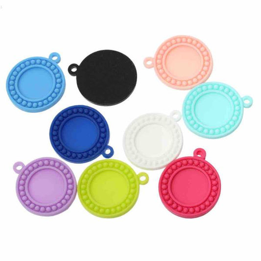 Resin Cabochon Setting, Mixed Colours, 5cm x4.2cm, (fits 25mm) 20pcs