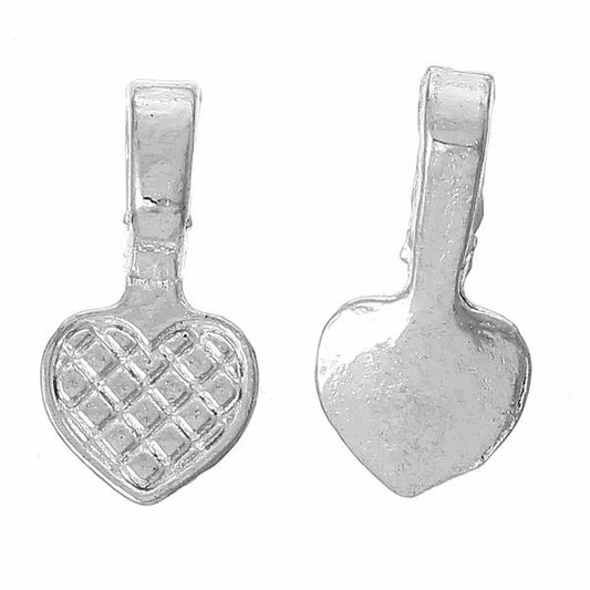 Silver Plated, Bail, Heart, 16x 8mm, Bag of 200pcs