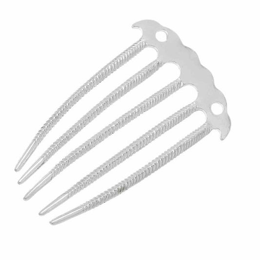 Hair Comb, Silver Plate, 75mm x 47mm, 5pcs
