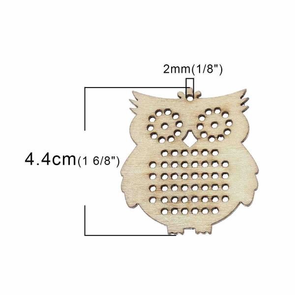 Wood Charm Pendants, Raw, Owl, DIY Cross Stitch, 44  x 41cm, 20pcs