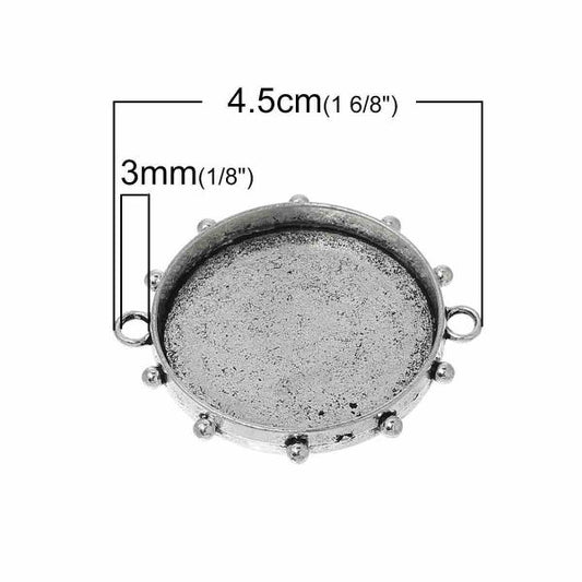 Antique Silver, Connector, Round,  4.5 x 4.1cm, (fits 3.4cm) 10pcs