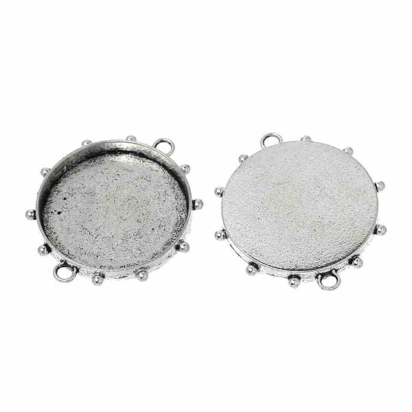 Antique Silver, Connector, Round,  4.5 x 4.1cm, (fits 3.4cm) 10pcs