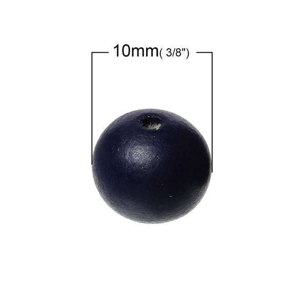 Wooden Beads Round, 10mm, Navy Blue, 300pcs