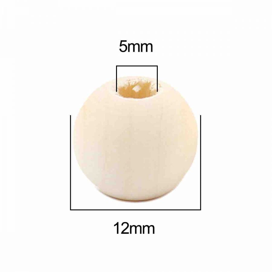 Wooden Beads Barrel, 12mm, Raw Varnished, 200 pieces, (5mm hole)