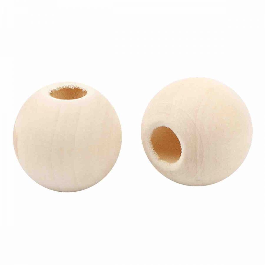 Wooden Beads Round, 18mm, 100 pieces, Raw, (hole approx 6mm)