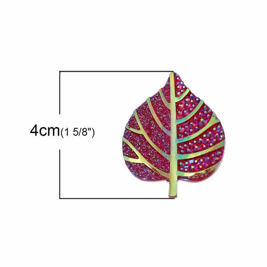 Resin Cabochon Red AB 40x31mm, 20pcs - flat backs