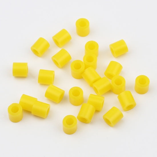 Pony Beads Yellow - opaque 5x5mm, 2,000pcs - Tube Shape