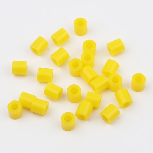 Pony Beads Yellow - opaque 5x5mm, 2,000pcs - Tube Shape