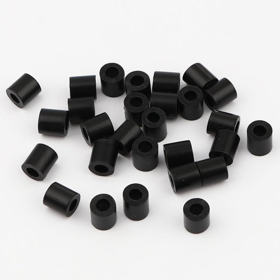 Pony Beads Black - opaque 5x5mm, 2,000pcs - Tube Shape