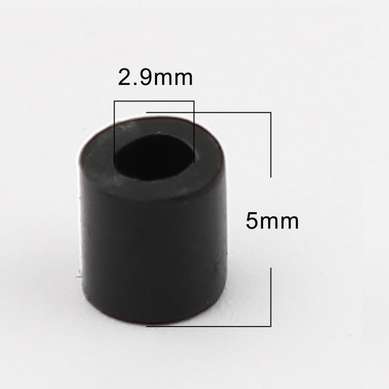 Pony Beads Black - opaque 5x5mm, 2,000pcs - Tube Shape