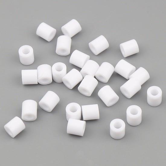 Pony Beads White - opaque 5x5mm, 2,000pcs - Tube Shape