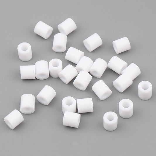 Pony Beads White - opaque 5x5mm, 2,000pcs - Tube Shape