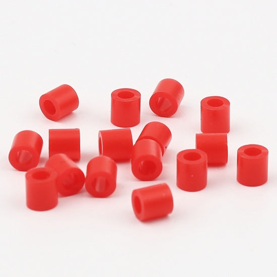 Pony Beads Red - opaque 5x5mm, 2,000pcs - Tube Shape