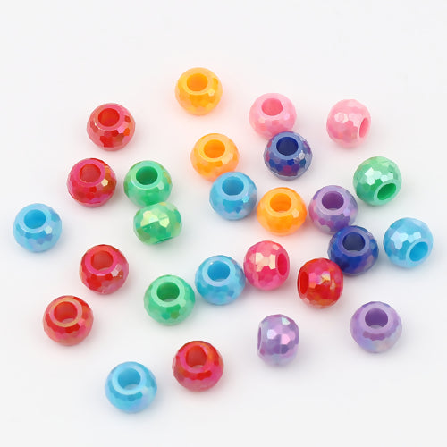 Acrylic Faceted Beads, Random Ab Colour Mix, 9mm, approx 3.9mm hole, 500pcs