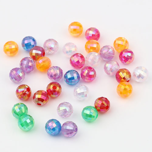 Acrylic Beads, Faceted Round 8mm, AB Rainbow Mixed Colours, 500pcs