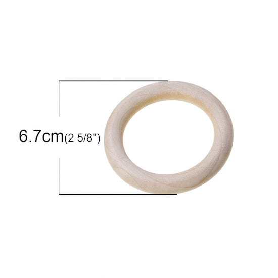 Wooden Rings Pendants Connectors - Circle Ring Natural, 6.7cm Dia, 10PCs