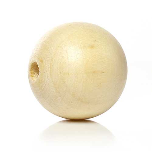 Wooden Beads Round, 20mm, hole  4.4mm, Natural with a light Varnish - 50pcs