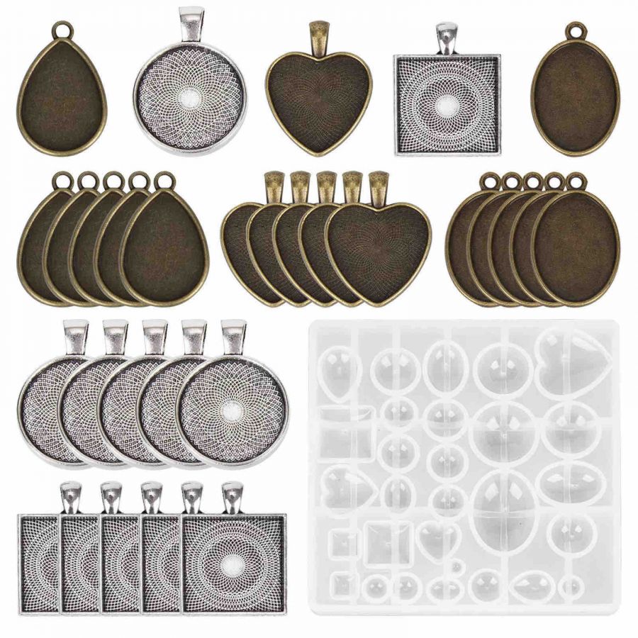 Resin Jewellery Mould, Geometric Pendant Kit, 1 set (31pcs/set)