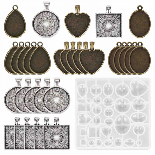 Resin Jewellery Mould, Geometric Pendant Kit, 1 set (31pcs/set)