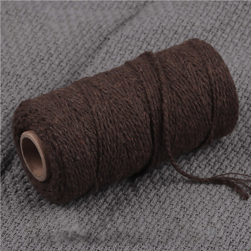Cotton Cord, 2mm, Coffee, 100 metres