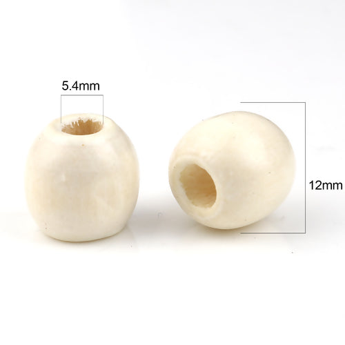 Wooden Beads Barrel, 12 x11mm, Raw Varnished, 300 pieces, (5.4mm hole)