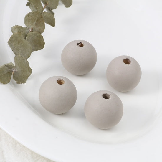 Wooden Beads Round 25mm, Grey/beige  20pcs