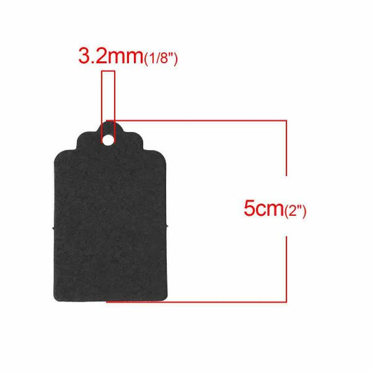 Jewellery Paper Tags, Black, 50 x 30mm  20pcs