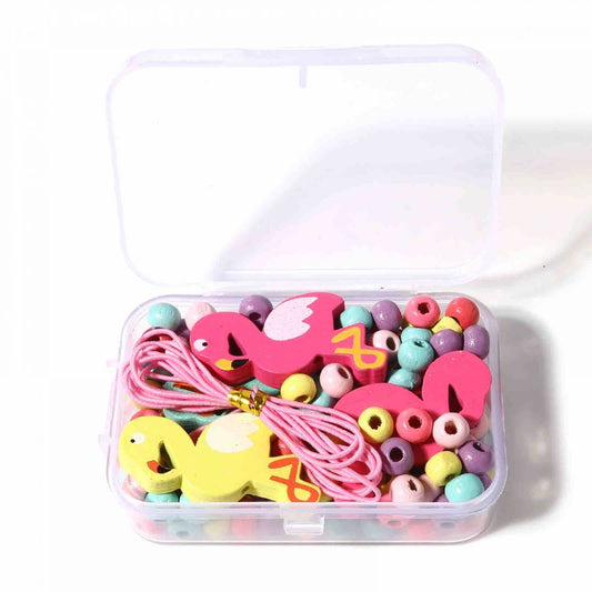 Wooden Beading Kit, Flamingo Design, comes with container