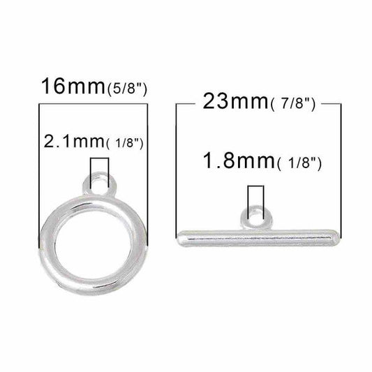 Silver Plate Toggle, 23 x 7mm  5 sets