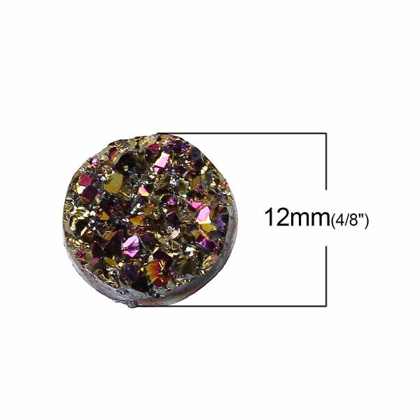 Resin Cabochon, Multicoloured AB, 12mm, 10pcs