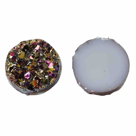 Resin Cabochon, Multicoloured AB, 12mm, 10pcs