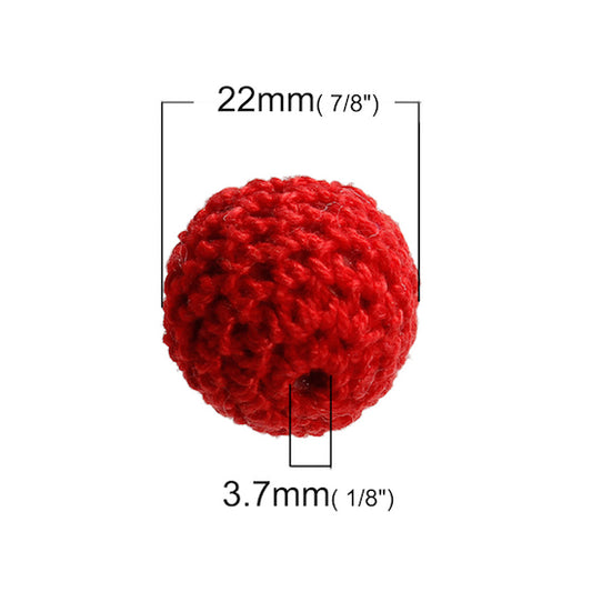 Cotton Crocheted Cover Beads, 22mm, mixed, 5 pcs