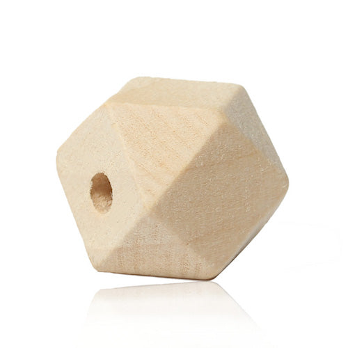 Wooden Beads Polygon, 20x20mm, 30 pieces, Raw (3.7-4.2mm hole) - Hinoki Wood