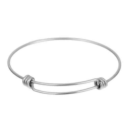 Antique Silver, Stainless Steel, Stackable Charm Bracelet Blank, 21cm, 1pc