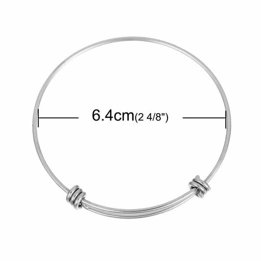 Antique Silver, Stainless Steel, Stackable Charm Bracelet Blank, 21cm, 1pc